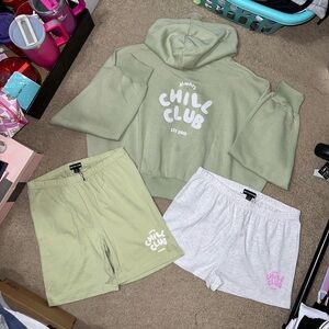 PrettyLittleThing Chill Club Hoodie and Shorts Set
